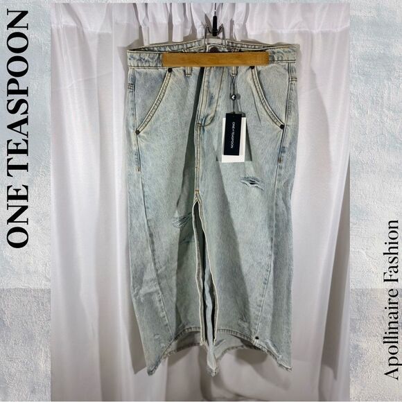 One Teaspoon Mrs Carter Denim Skirt in Kansas Blue Size 26 NWT - Picture 5 of 11